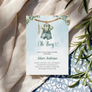 Oh garçon Invitation Baby shower - Aquarelle tenue