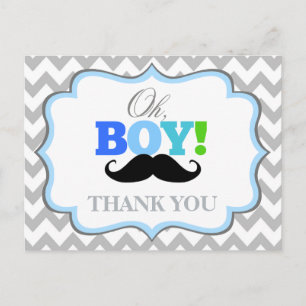 Oh garçon Mustache Baby shower Merci carte postale