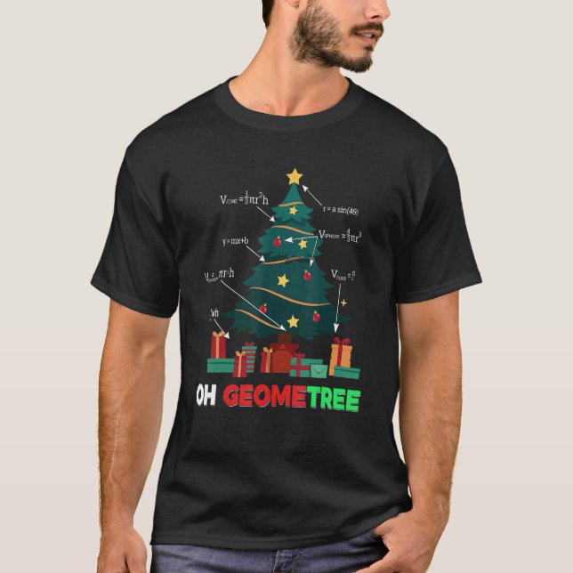 Oh Geometree Christmas Tree Presents Arithmetic T-Shirt (Front)
