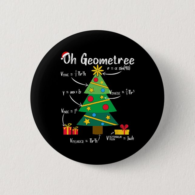 Oh geometree fun christmas tree geometry math teac 2 inch round button (Front)