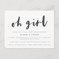 Oh girl baby shower postcard.