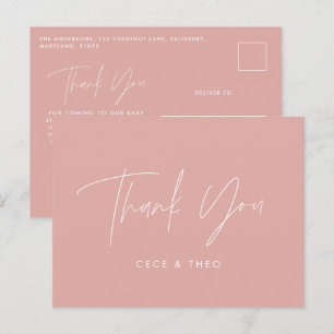 oh girl Baby shower thank you pink elegant Postcard