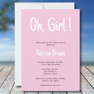 Oh Girl Blue Baby Shower  Invitation