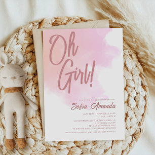 Oh Girl Blush Pink Baby Shower Invitation