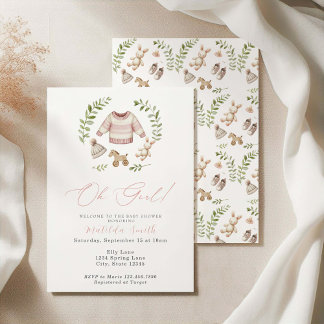 Oh Girl Boho Nursery Girl Vintage Invitation