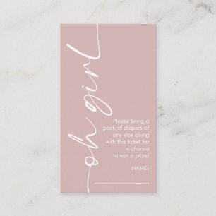 Oh Girl Dusty Rose Diaper Raffle Baby Shower Enclosure Card