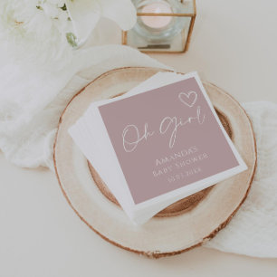 Oh Girl Minimalist Modern Baby Shower Napkin
