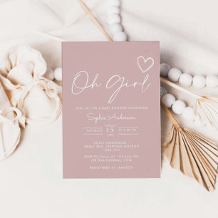 Oh Girl Minimaliste Moderne Baby shower Invitation