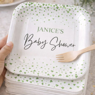 Oh Girl St. Patrick's Day Baby Shower Green  Paper Plate