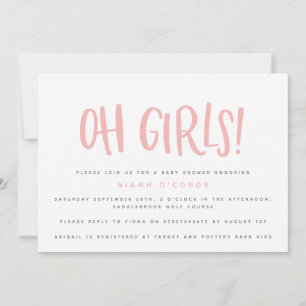 Oh girls twin baby shower invitation