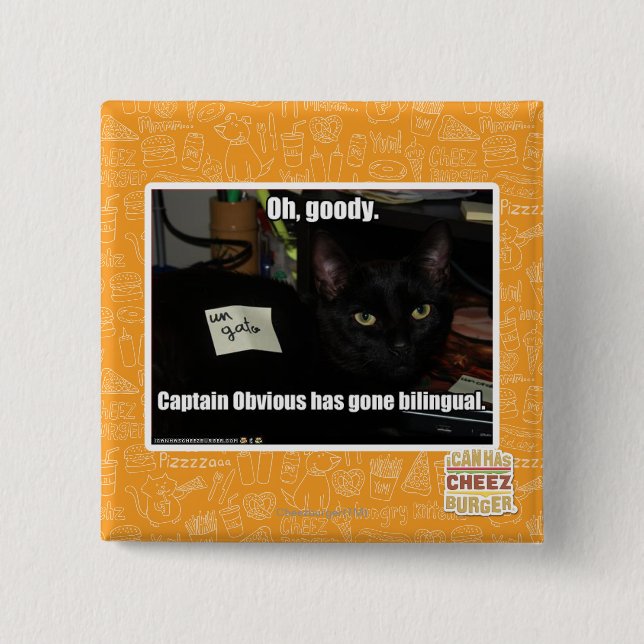 Oh, goody. 2 inch square button (Front)