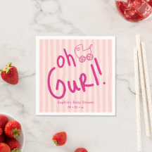 Oh Gurl Hand-drawn Stripes Baby Shower