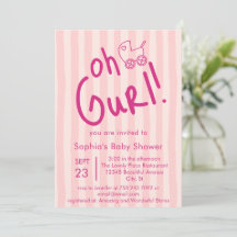 Oh Gurl Pink Stripe Girl Baby Shower