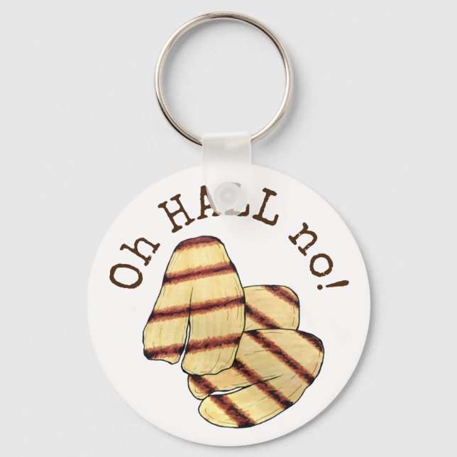 Oh HALL (Hell) No! Halloumi Grilled Cheese Foodie Keychain (Front)