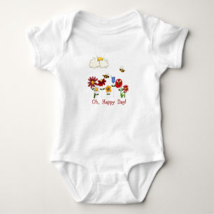 Oh Happy Day!  Flower Garden With Bees Baby Bodysuit