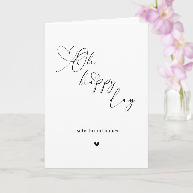 Oh Happy Day Heart Embellished Wedding  Card (Orchid)
