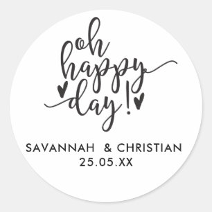 Oh Happy Day Script Sticker Mariage personnalisé