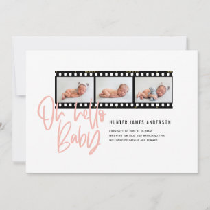 Oh Hello baby modern graphic multi photo film roll Announcement