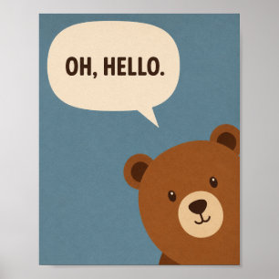 Oh Hello Cute Bear Retro Animal Wall Art