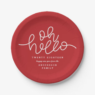 Oh Hello new year party Paper Plate