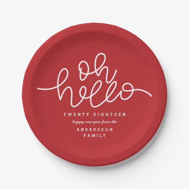 Oh Hello new year party Paper Plate (Front)