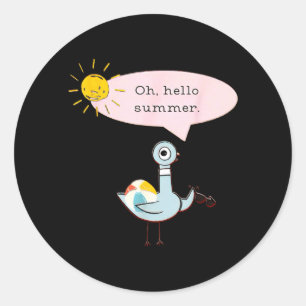 Oh Hello Summer Cute Bird Classic Round Sticker