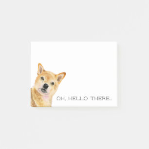 Oh Hello There Shiba Inu Watercolor Painting Post-it Notes