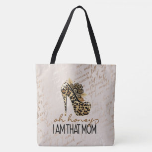 Oh Hney I"m that Mom Beige Fashion Tote