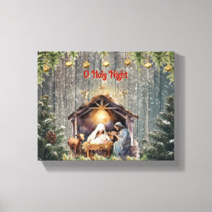 Oh Holy Night: A Timeless Nativity Scene Canvas Pr