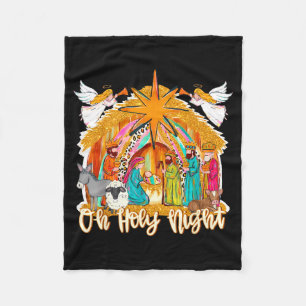 Oh Holy Night Christian Nativity Scene Christmas R Fleece Blanket