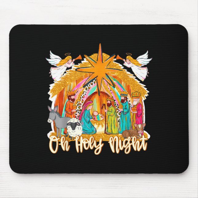 Oh Holy Night Christian Nativity Scene Christmas R Mouse Pad (Front)