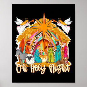 Oh Holy Night Christian Nativity Scene Christmas R Poster