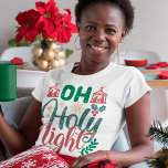 Oh Holy Night Christmas Holiday Decorative T-Shirt<br><div class="desc">A decorative typographic quote for Christmas holiday,  that reads: "Oh holy night".</div>