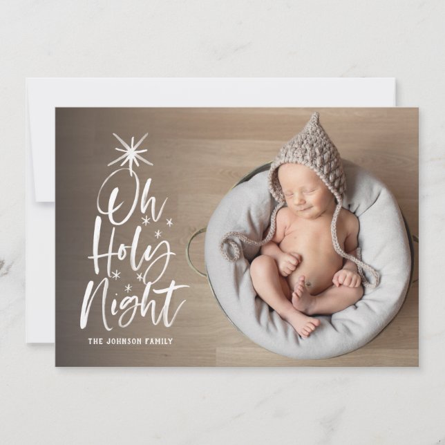 Oh Holy Night | Holiday Birth Announcement Photo (Front)
