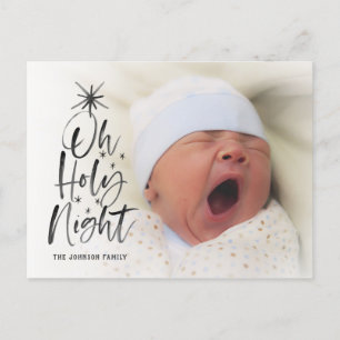Oh Holy Night Holiday Birth Announcement Photo Postcard