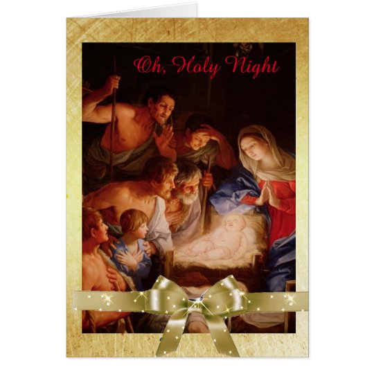 Oh, Holy Night, Jesus, Mary and Shepherds Card