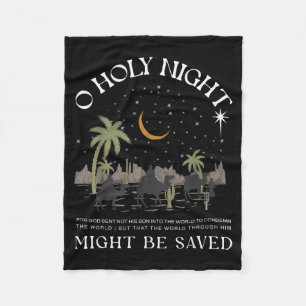 Oh Holy Night Jesus Nativity Scene Religious Merry Fleece Blanket