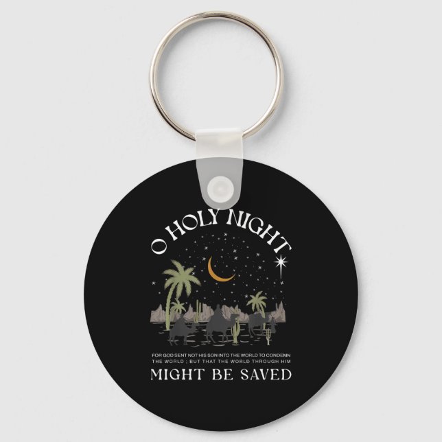 Oh Holy Night Jesus Nativity Scene Religious Merry Keychain (Front)