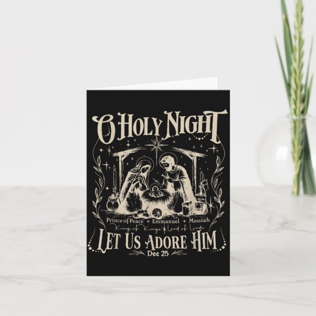Oh Holy Night Let Us Adore Him Christmas Christian Card (Front)