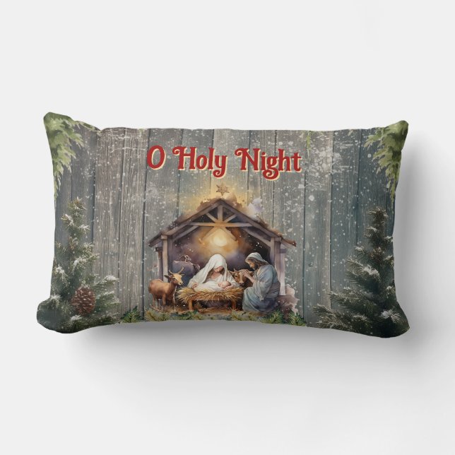 Oh Holy Night Lumbar Pillow (Front)