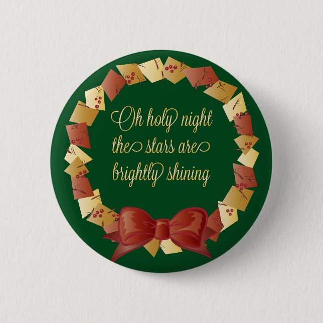 Oh Holy Night Lyrics Design 2 Inch Round Button (Front)