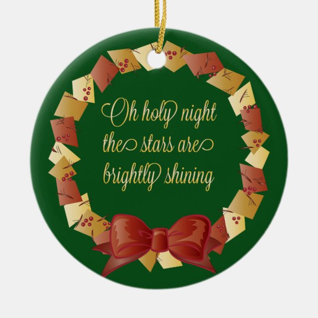 Oh Holy Night Lyrics Design Ceramic Ornament (Front)