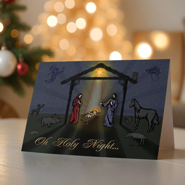 Oh Holy Night Nativity Christmas Card (Oh Holy Night The Reason for the Season Christmas Card)