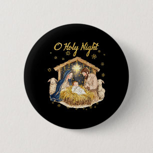 Oh Holy Night Religious Christmas Nativity Scene F 2 Inch Round Button