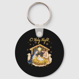 Oh Holy Night Religious Christmas Nativity Scene F Keychain