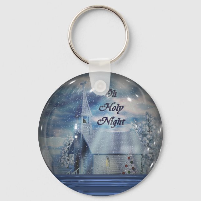 Oh Holy Night Snow Globe Keychain (Front)