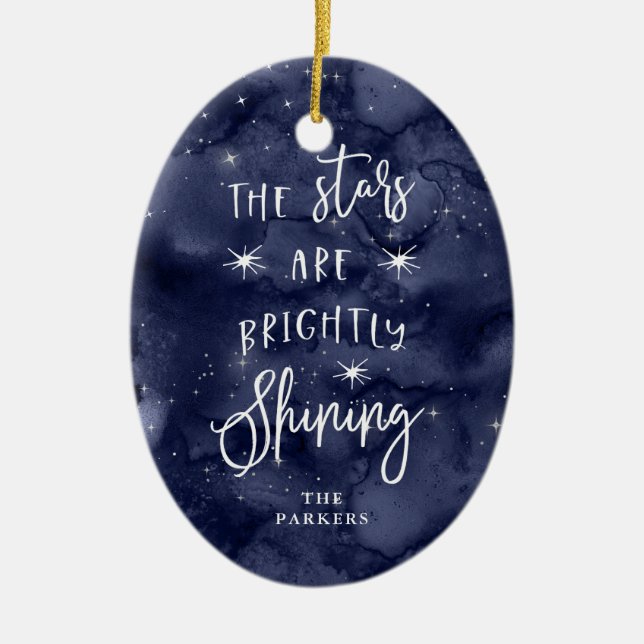 Oh Holy Night | Stars at Christmas with Photo Ceramic Ornament (Front)