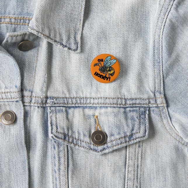 Oh Honey! Cute Bee 1 Inch Round Button (In Situ)