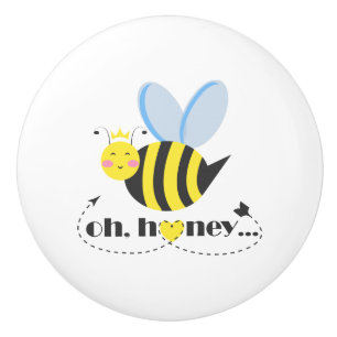 Oh Honey Valentines queen Bee character with tiara Ceramic Knob