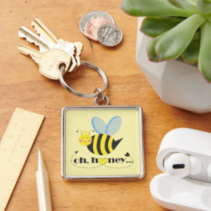 Oh Honey Valentines queen Bee character with tiara Keychain